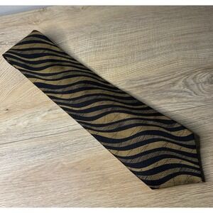 Bugatchi Tie Mens Brown Black Zebra Animal Silk Hand Made Luxury Business Office